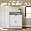 Shoe Storage Cabinet – Melamine Veneer – Rustic Brown – Adjustable Dividers for 11-16 Pairs of Shoes