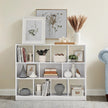 Bookcase – Wood – Multicolor – Freestanding Storage Unit with 11 Bins