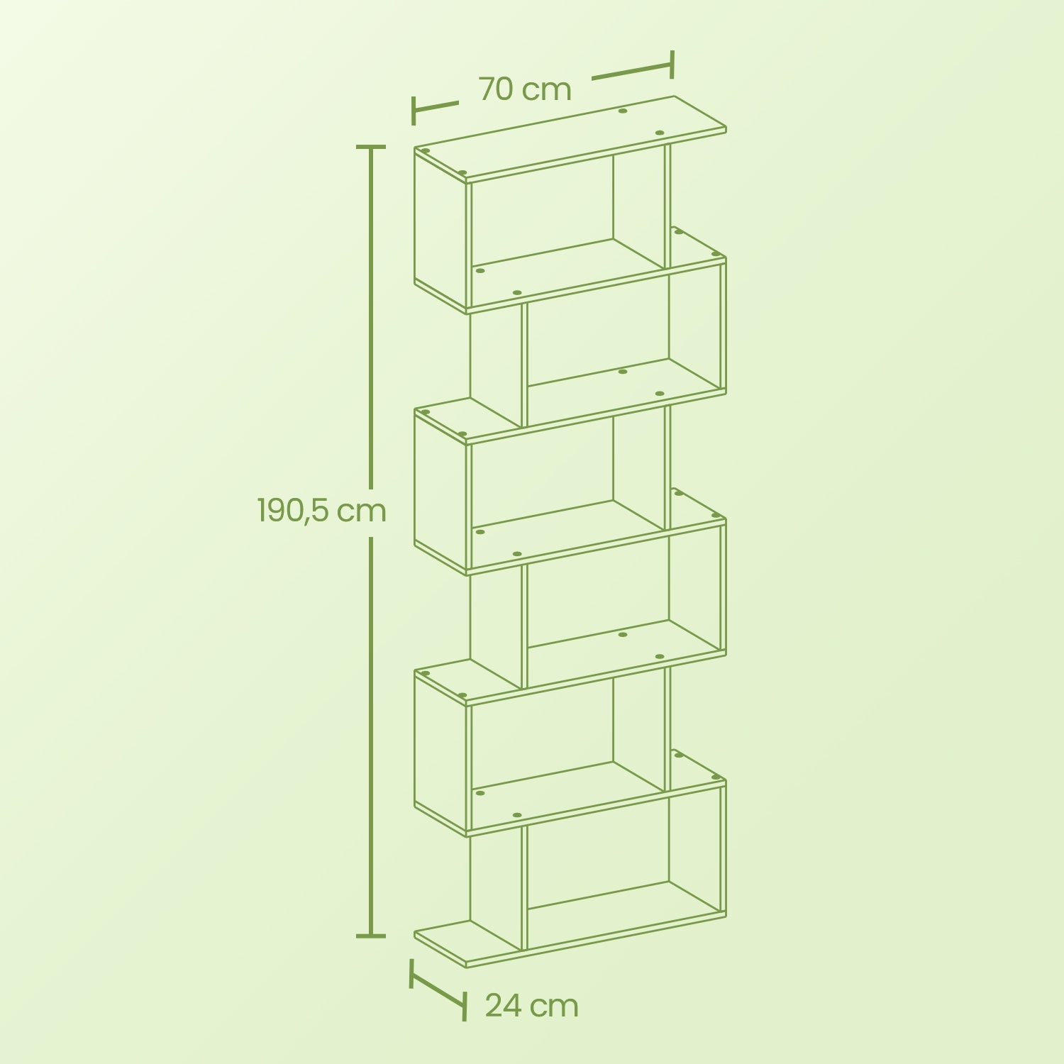 6-Tier Bookshelf – Wood – White – Freestanding Room Divider