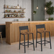 Set of 2 Dining Chairs – Wood and Metal – Rustic Brown and Black – Industrial Style