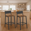 Set of 2 Dining Chairs – Wood and Metal – Rustic Brown and Black – Industrial Style