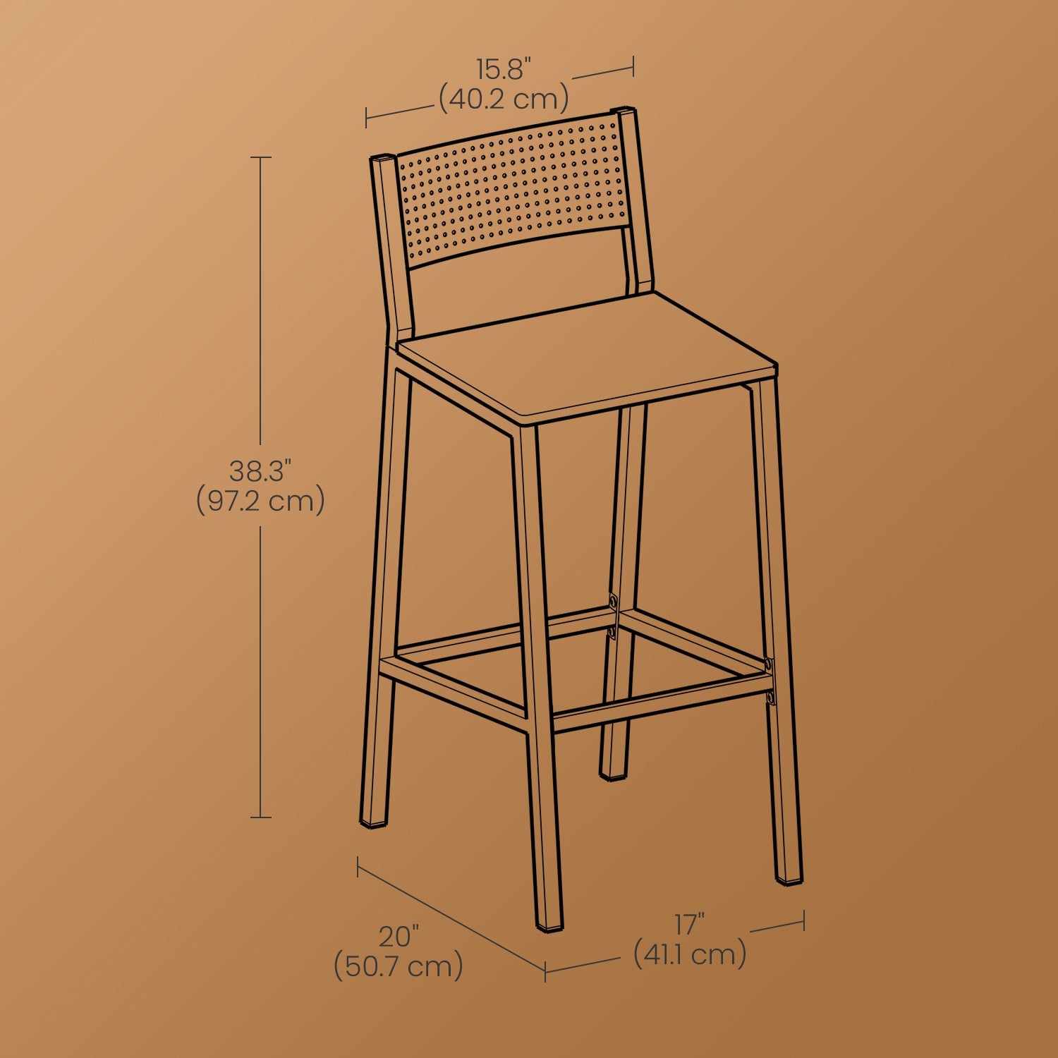 Set of 2 Dining Chairs – Wood and Metal – Rustic Brown and Black – Industrial Style