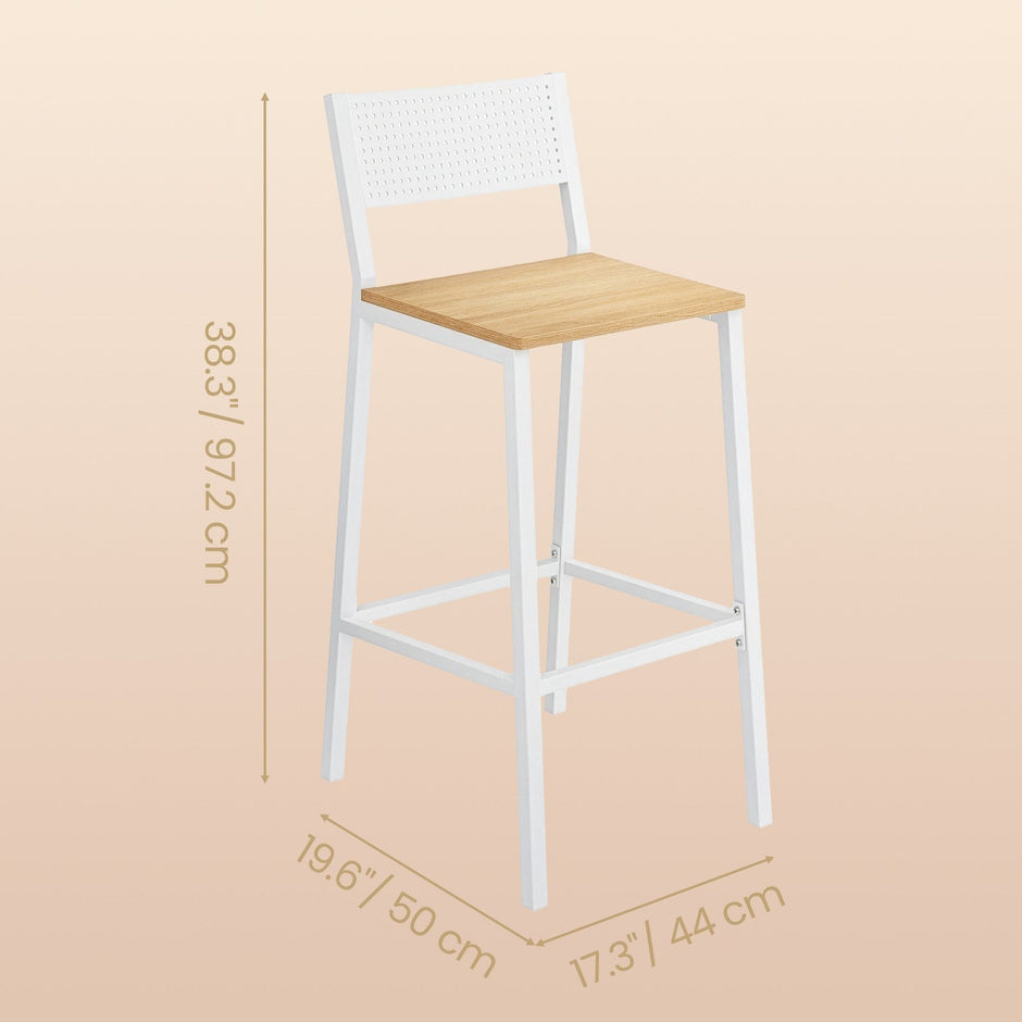 Set of 2 Counter Chairs – Metal and Fabric – Industrial Style – Versatile for Kitchen and Living Room
