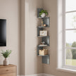 5-Tier Floating Corner Shelf – Wood – Dove Gray – Versatile Storage for Bedroom, Living Room, Bathroom, and Home Office