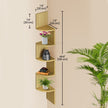 Floating Corner Bookshelf – Wood – Dove Gray – 5-Tier Multi-Purpose Design for Any Room
