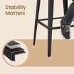 Set of 2 Bar Stools – Metal – Black and Rustic Brown – Supportive Backrest