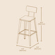 Set of 2 Bar Stools – Metal – Black and Rustic Brown – Supportive Backrest