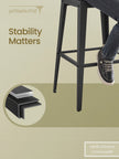 Set of 2 Bar Height Stools – Steel – Rustic Brown and Black – Backrest, Easy Assembly