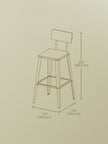 Set of 2 Bar Height Stools – Steel – Rustic Brown and Black – Backrest, Easy Assembly