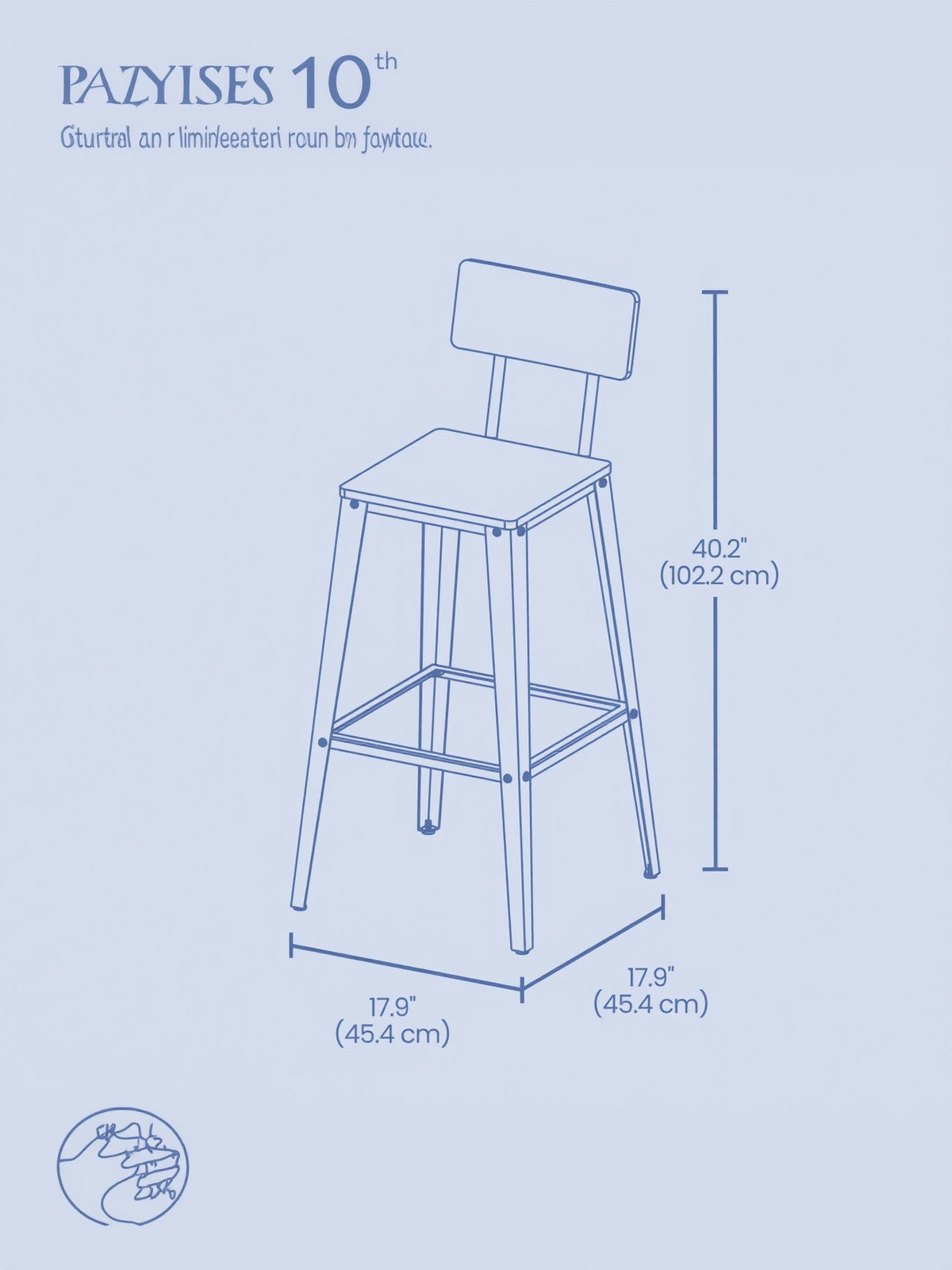 Set of 2 Bar Height Stools – Steel – Rustic Brown and Black – Backrest, Easy Assembly