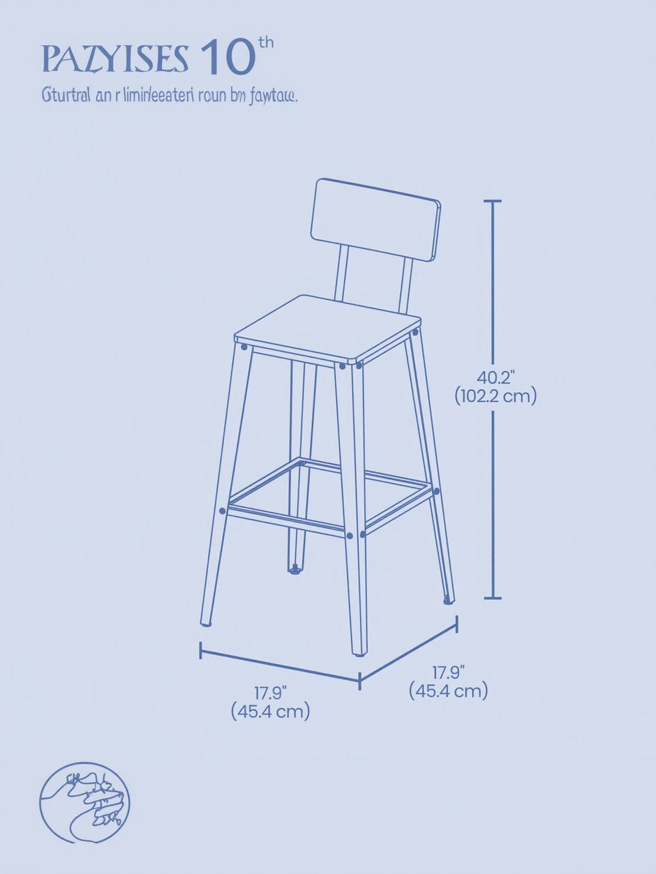 Set of 2 Bar Height Stools – Steel – Rustic Brown and Black – Backrest, Easy Assembly