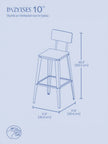 Set of 2 Bar Height Stools – Steel – Rustic Brown and Black – Backrest, Easy Assembly