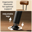 Set of 2 Counter Height Swivel Barstools – Synthetic Leather – Caramel Brown – Mid-Century Modern Design