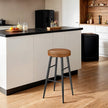 Set of 2 Bar Stools – Synthetic Leather – Brown – Mid-Century Modern Design, 63 cm Tall, Easy Assembly