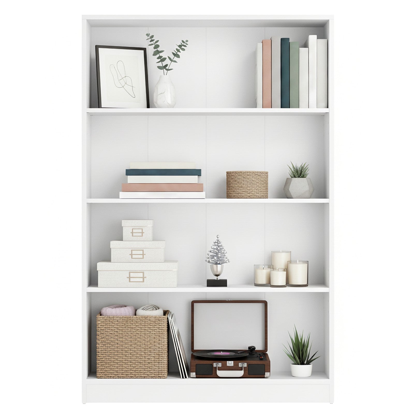 Storage Shelf Unit – Wood – Modern – Adjustable 4-Tier Design for Bedroom and Study