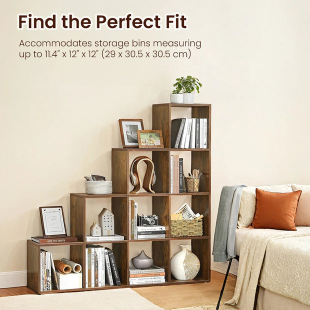 10-Cube Open Bookshelf – Engineered Wood – Cloud White – Versatile Storage Unit for Home Office and Living Spaces