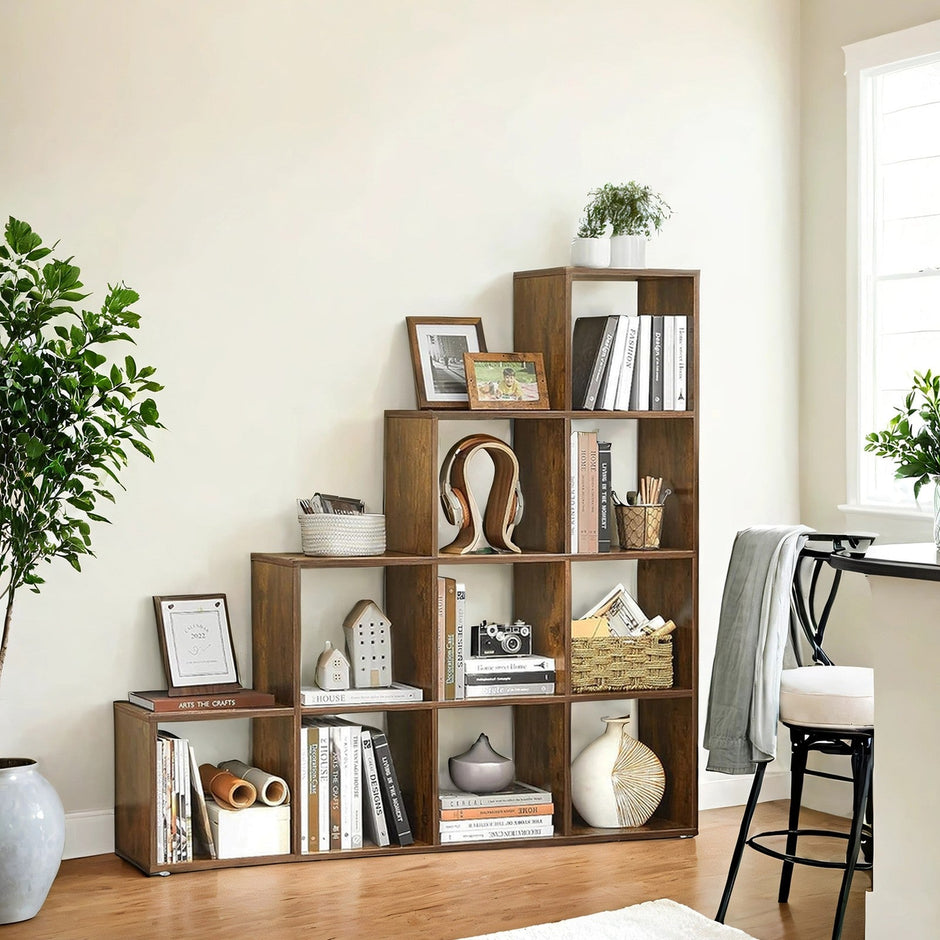 10-Cube Open Bookshelf – Engineered Wood – Cloud White – Versatile Storage Unit for Home Office and Living Spaces