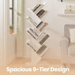 Bookshelf – Wood – Rustic Brown – 9-Tier Corner Design for Books, CDs, and Games