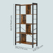 5-Tier Bookshelf – Engineered Wood and Iron – Rustic Brown – Floor Standing Design for Home Office