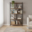 5-Tier Bookshelf – Engineered Wood and Iron – Rustic Brown – Floor Standing Design for Home Office