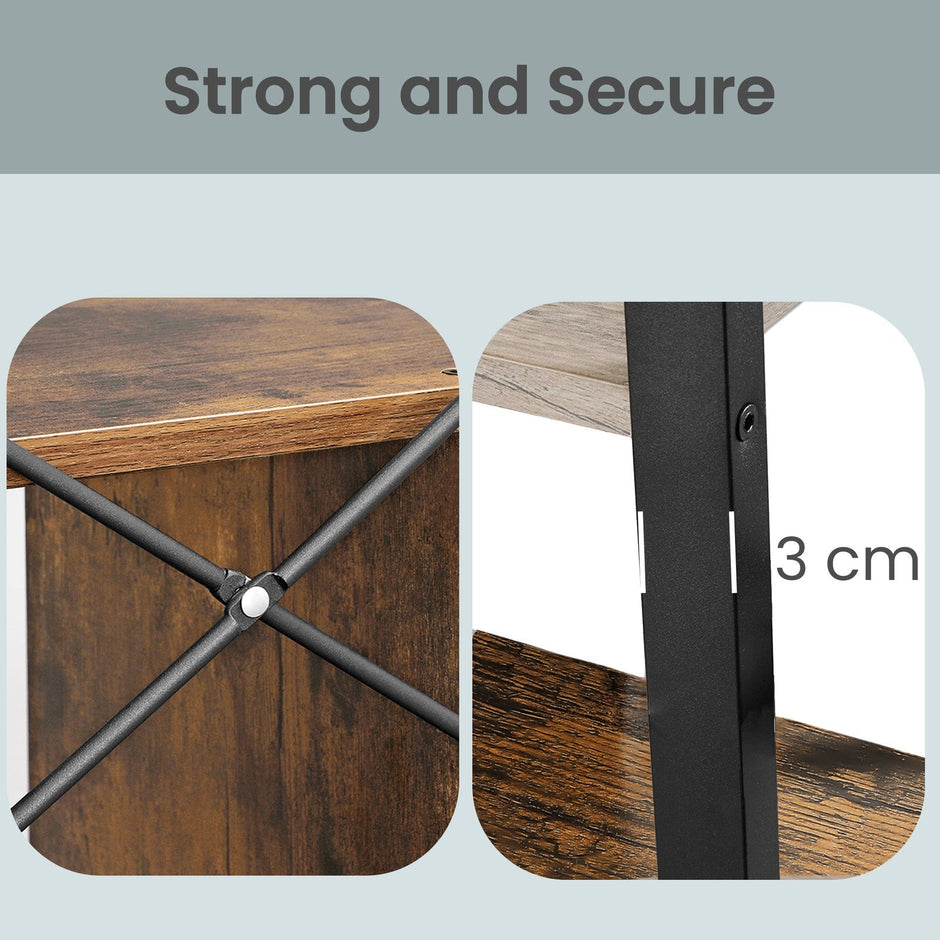 5-Tier Bookshelf – Engineered Wood and Iron – Rustic Brown – Floor Standing Design for Home Office