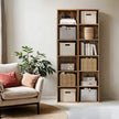 Bookshelf – Wood – Natural Finish – 6 Adjustable Shelves for Home Office and Children's Storage