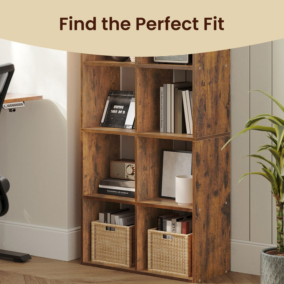 10-Cube Shelving Unit – Engineered Wood – Rustic Brown – Multifunctional Room Divider