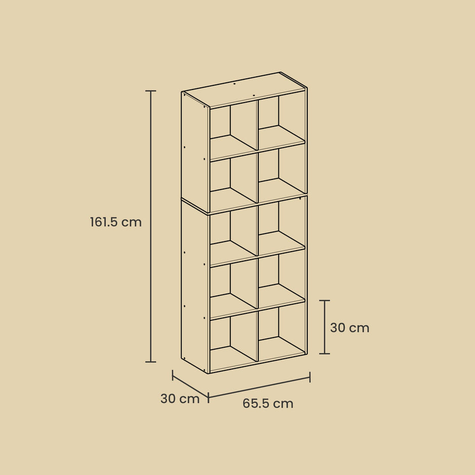 10-Cube Shelving Unit – Engineered Wood – Rustic Brown – Multifunctional Room Divider