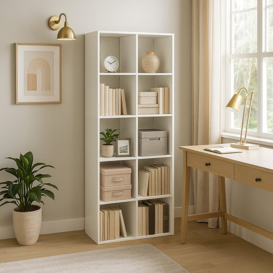 10-Cube Shelving Unit – Wood – Rustic Brown – Industrial Style Room Divider