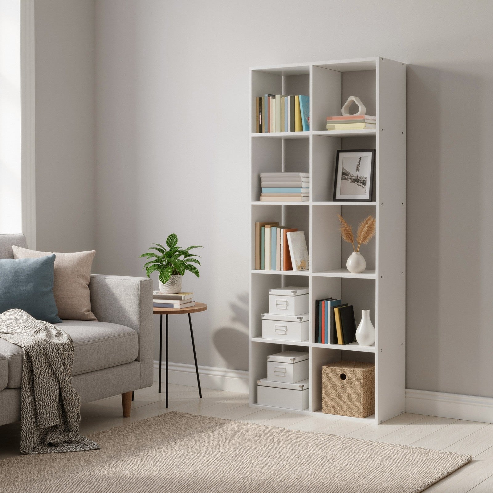 10-Cube Shelving Unit – Wood – Rustic Brown – Industrial Style Room Divider