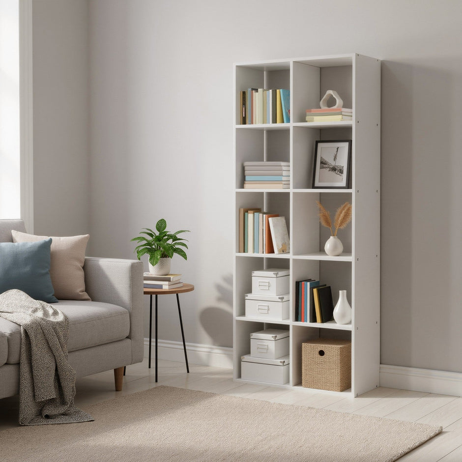 10-Cube Shelving Unit – Wood – Rustic Brown – Industrial Style Room Divider
