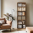 Bookshelf – Wood – Natural Finish – 6 Adjustable Shelves for Home Office and Children's Storage