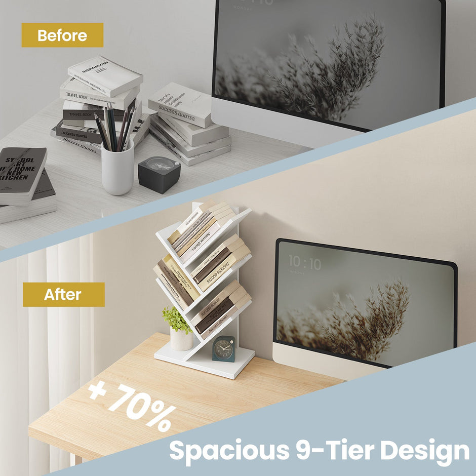 5-Tier Bookshelf – Wood – Cloud White – Space-Saving Corner Design