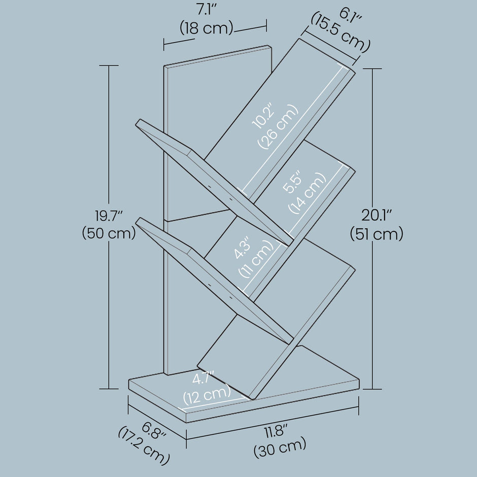 5-Tier Bookshelf – Wood – Cloud White – Space-Saving Corner Design
