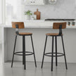 Set of 4 Bar Stools – Heavy-Duty Steel Frame – Rustic Brown and Black – With Backrest, 73.5 cm Height