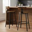 Set of 4 Bar Stools – Heavy-Duty Steel Frame – Rustic Brown and Black – With Backrest, 73.5 cm Height