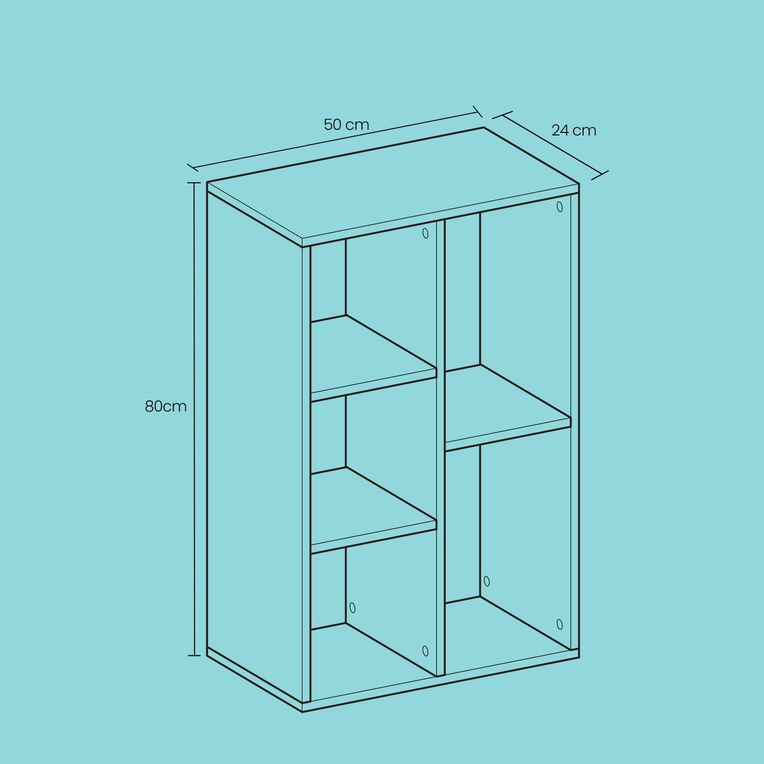 Kids Bookcase – Wood – Oak – 5-Cube Design with Floor Standing Storage