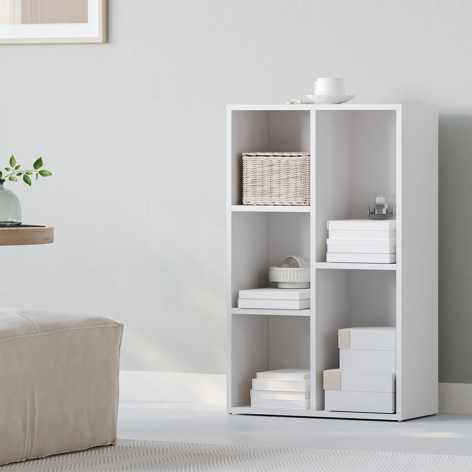 Kids Bookcase – Wood – Oak – 5-Cube Design with Floor Standing Storage