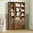 Tall Bookcase – Engineered Wood – Rustic Brown – 6-Tier with Door