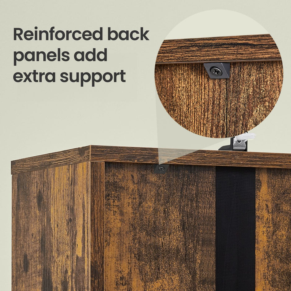 Tall Bookcase – Engineered Wood – Rustic Brown – 6-Tier with Door