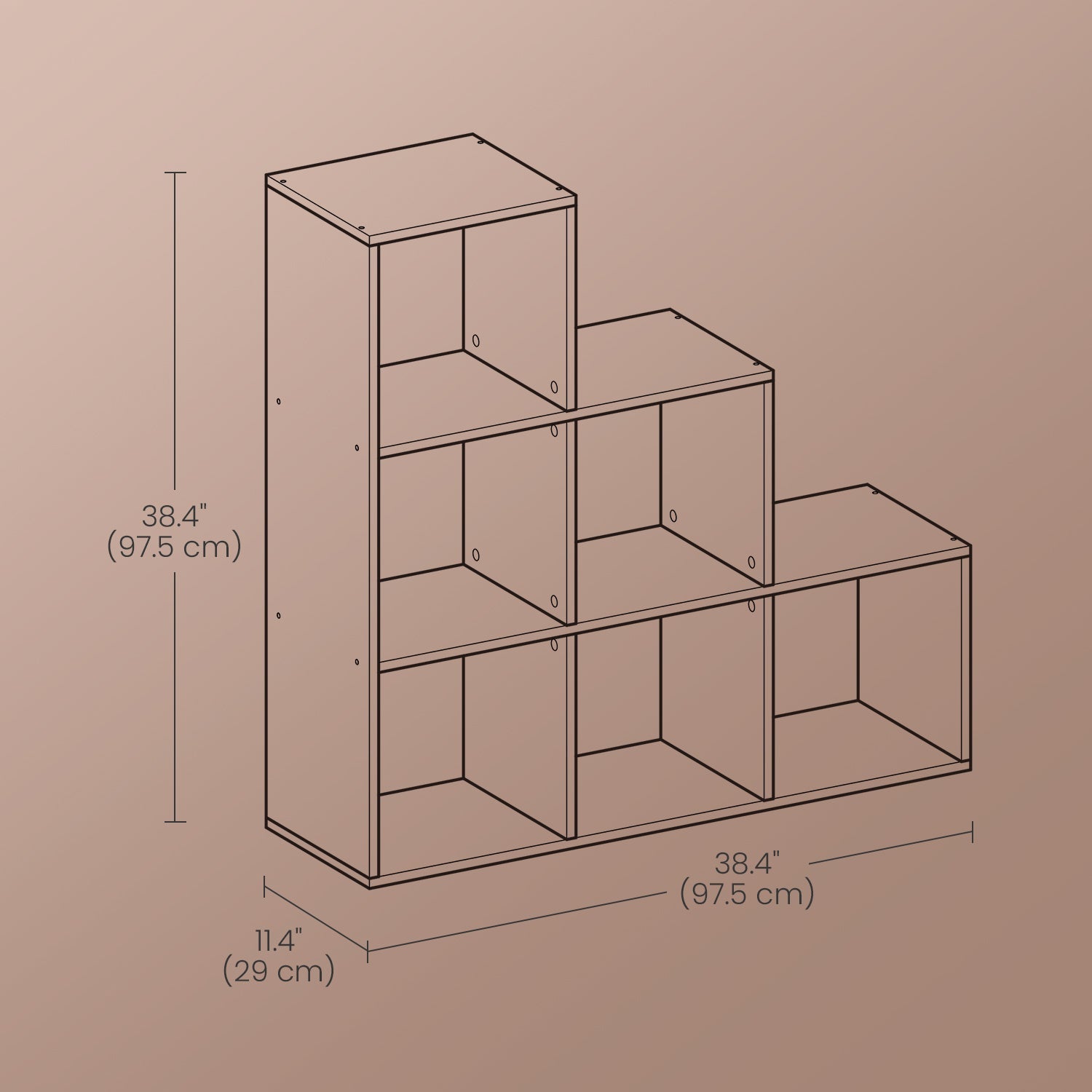 Bookcase – Wood – White – 6-Cube Staircase Storage Unit and Room Divider
