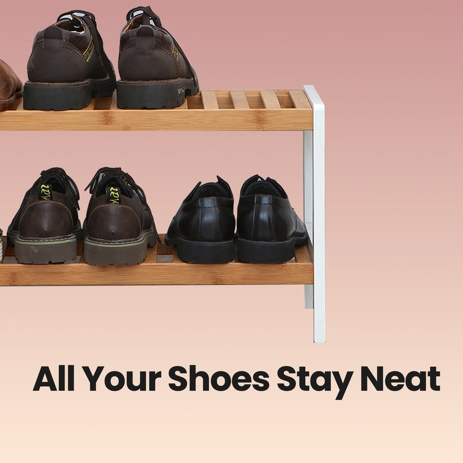 2-Tier Shoe Rack – Bamboo – Natural – Versatile Storage for Hallway, Bedroom, Bathroom