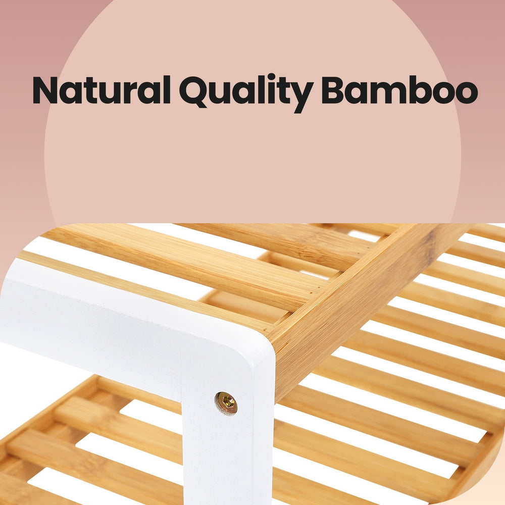 2-Tier Shoe Rack – Bamboo – Natural – Versatile Storage for Hallway, Bedroom, Bathroom