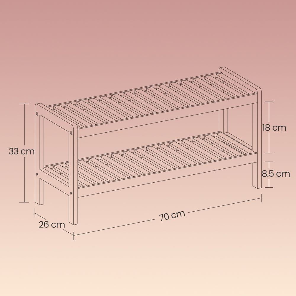2-Tier Shoe Rack – Bamboo – Natural – Versatile Storage for Hallway, Bedroom, Bathroom