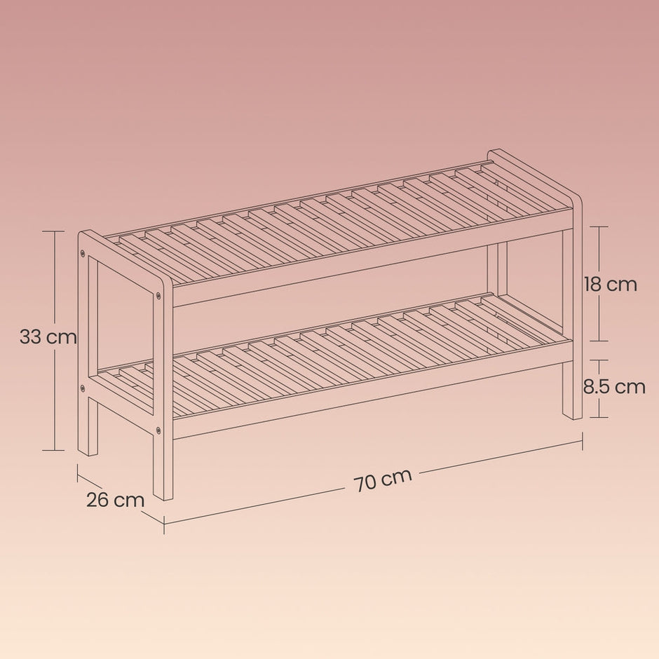 2-Tier Shoe Rack – Bamboo – Natural – Versatile Storage for Hallway, Bedroom, Bathroom