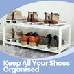 2-Tier Bamboo Shoe Rack – Natural – Multi-Functional Storage Shelf for Shoes, Plants, and Books