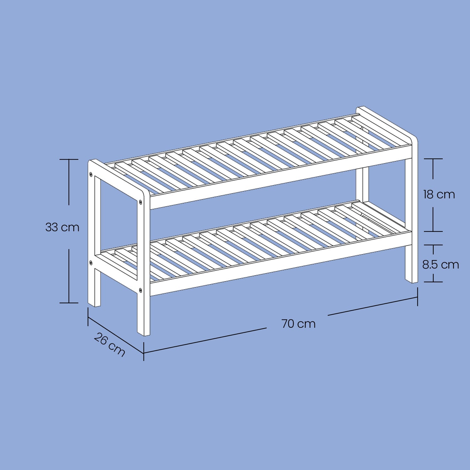 2-Tier Bamboo Shoe Rack – Natural – Multi-Functional Storage Shelf for Shoes, Plants, and Books