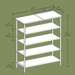 5-Tier Shoe Rack – Steel Frame – Rustic Brown and Black – Narrow Design with 3 Fabric Shelves and Top Storage
