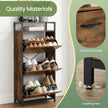 Shoe Storage Cabinet – Wood – Rustic Brown and Black – Adjustable and Removable Dividers, Holds 15-18 Pairs