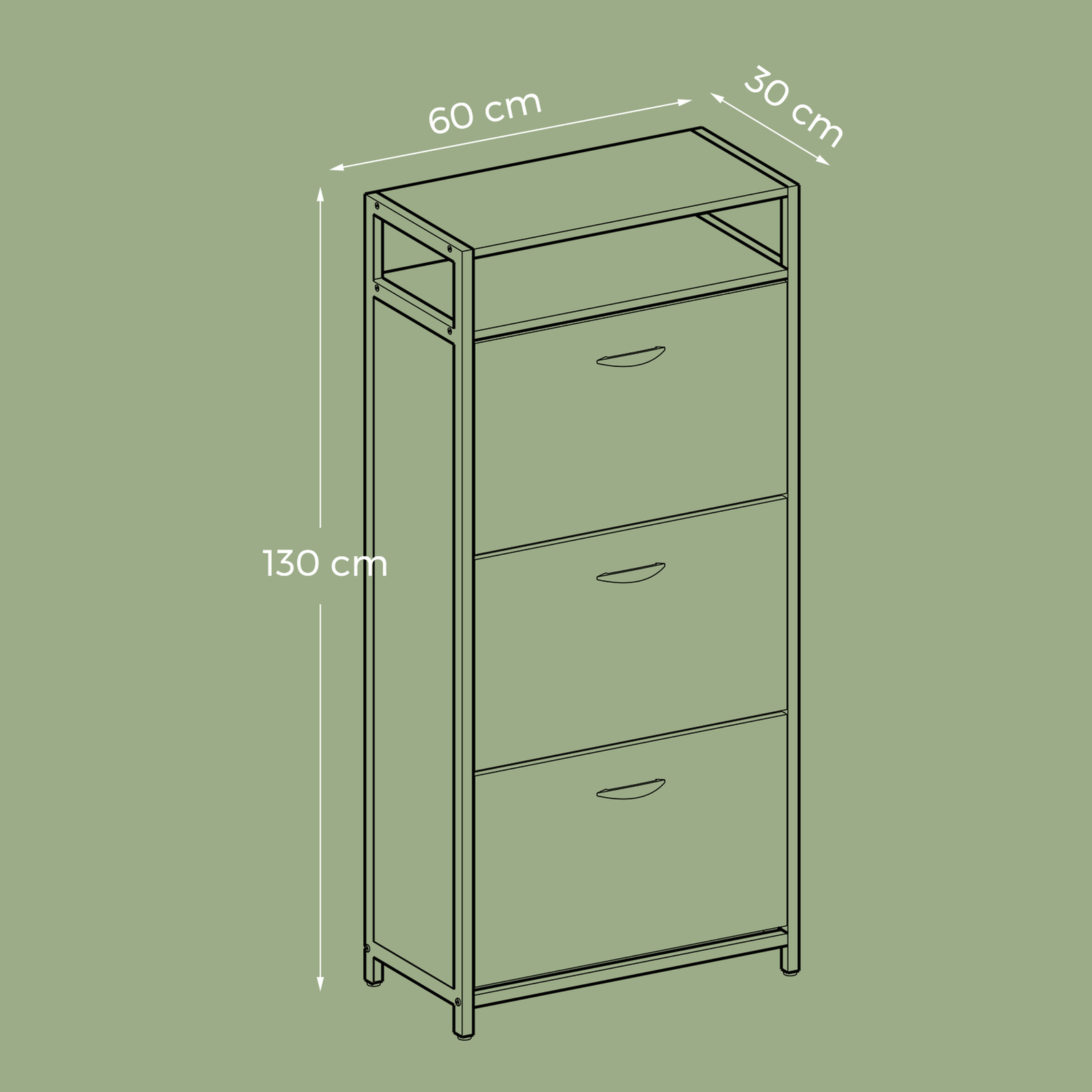 Shoe Storage Cabinet – Wood – Rustic Brown and Black – Adjustable and Removable Dividers, Holds 15-18 Pairs